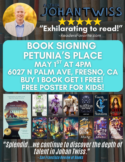 Book Signing at Petunia's Place Bookstore on Thursday, May 1st from 4-5pm (Fresno, CA)
